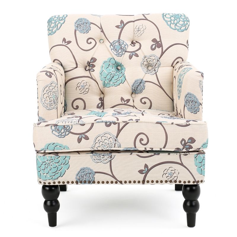 Harrison Tufted Club Chair - White/Blue - Christopher Knight Home, 1 of 9