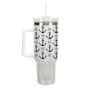 Elanze Designs Nautical Anchor Sailboat Helm Boat Life 40 oz. Stainless Steel, Large Water Bottle Coffee Mug, Spill & Leak Resistant, Thermal Travel - 1 of 1