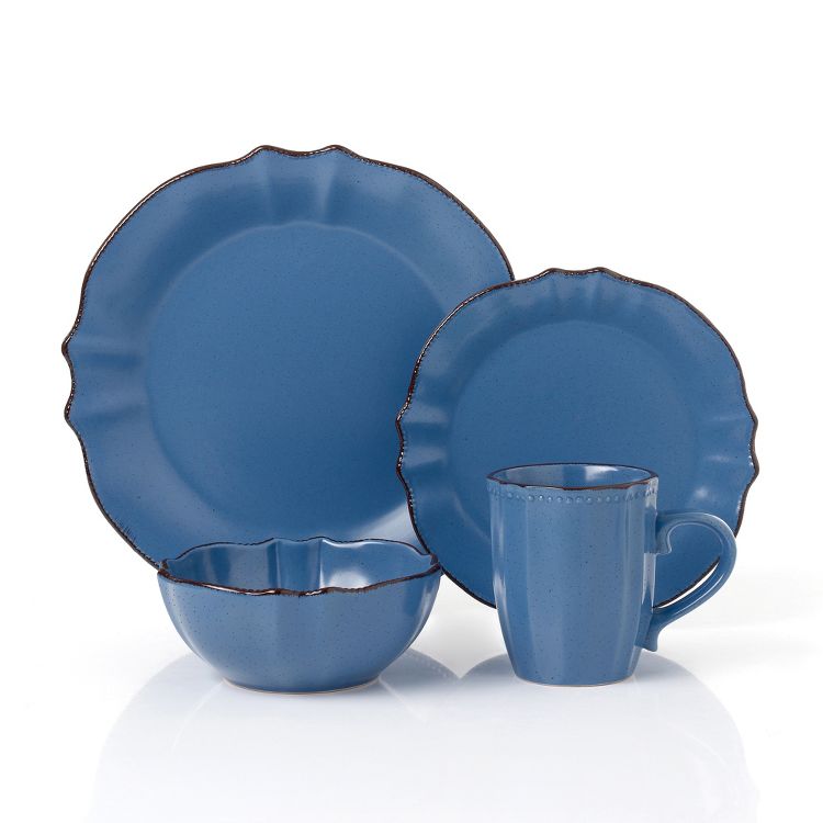 Lorren Home Trends 16 Piece Scalloped Edge Yale Blue Dinnerware, 2 of 6