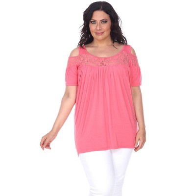Women's Plus Size Cut Out Shoulder Bexley Tunic Top - White Mark