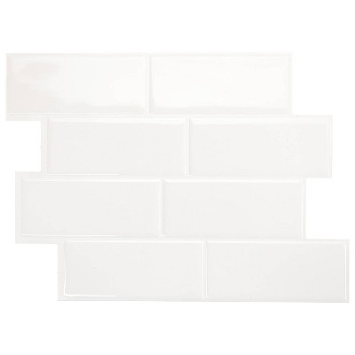 Smart Tiles Blok Chevron White 23-in x 11-in Glossy Resin Brick Subway Peel  and Stick Wall Tile (3.57-sq. ft/ Carton) in the Tile department at