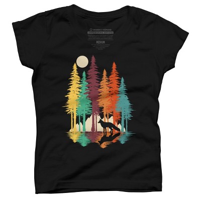 Girl's Design By Humans Forest Fox By clingcling T-Shirt