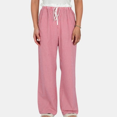 Anna-Kaci Lounge Women's Gingham Print Lounge Pants with Elastic Drawstring Waist and Relaxed Straight Leg Fit