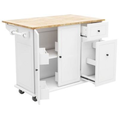 NicBex 1 Drawer Rolling Kitchen Island Cart with Drop Leaf,Kitchen Island on Wheels with Pull Out Cabinet Organizer,Island Table for Kitchen