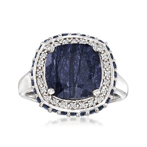 Ross-Simons 5.70 ct. t.w. Sapphire and .10 ct. t.w. White Topaz Ring in Sterling Silver - 1 of 4