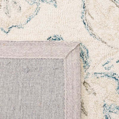 Ivory and Blue Hand-Tufted Wool 4' x 6' Rectangular Rug