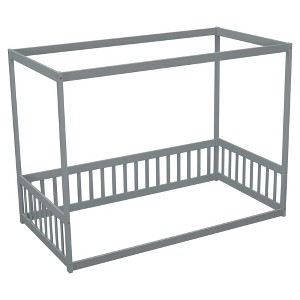 YOOCOZZ Twin Size Canopy Bed with Fence and Guardrails - 1 of 4