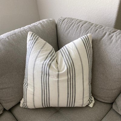 24x24 Vertical Stripe Oversized Throw Pillow Sour Cream/Gray - Hearth &  Hand™ with Magnolia