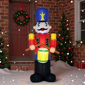 NAYSAYE 8FT Christmas Inflatable Nutcracker Toy Soldier with Drum Outdoor Decoration for Yard and Garden Display, Red, 48"*33.8"*96.5" - 1 of 4