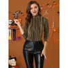 INSPIRE CHIC Women's Party Glitter 3/4 Sleeve Stand Up Neck Shiny Striped Metallic Blouse - 2 of 4