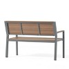 Davos Outdoor Aluminum Bench - Gray/Brown - Christopher Knight Home: UV & Water-Resistant, 3-Seater Garden Bench - 3 of 4