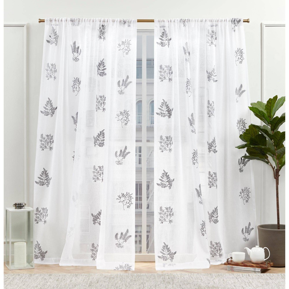 Photos - Curtains & Drapes Nicole Miller Set of 2  New York Mabel Sheer Rod Pocket Curtain Panels Gray - N (84"x54")