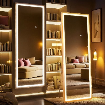 NicBex Square Full Length Mirror with LED Lights, Dressing Standing/Hanging Mounted Mirror for Living Room Bedroom Cloakroom