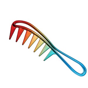 Unique Bargains Wide Tooth Hair Comb Large Hair Fork Comb Hairdressing Styling Tool Plastic Multicolor - 1 of 4