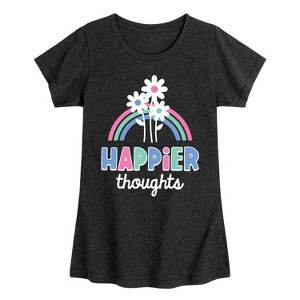 Girls' - Instant Message - Happier Thoughts Fitted Short Sleeve Graphic T-Shirt - 1 of 4