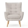 Polyester Mid-Century Modern Tufted Back Club Chair with Rubberwood Legs, Tapered Legs, and Flared Arms - 2 of 4