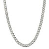 Black Bow Jewelry Men's 9mm Sterling Silver Solid Pave Curb Chain Necklace - 2 of 4