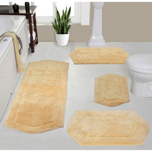 Waterford Tufted Bath Rug, Extra Soft and Absorbent, Non-Slip Bath Mats, Machine Washable bath rugs for Bathroom, 4 Pcs Set with Runner, Yellow - 1 of 4