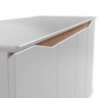 White Matte and Maple Cream Mid-Century Sideboard