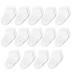 Cozyway Non-Slip Ankle Grip Low Cut Toddler Socks, 14 Pack for Boys and Girls, White, 1-3 Years Old, Unisex - 1 of 4