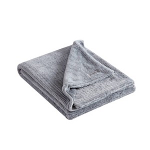 50"x60" Ribbed Super Soft Textured Solid Throw Blanket Gray - Eddie Bauer: Reversible Micro Mink, Cozy Warm - 1 of 4