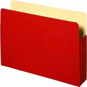 Business Source Accordion Pocket 3-1/2" Exp 11-3/4"x9-1/2" Red 26552 - 1 of 1