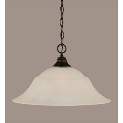 Toltec Lighting Any 1 - Light Pendant in  Matte Black with 20" White Marble Shade