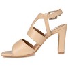 Journee Signature Womens Genuine Leather Beckie Block Heel Open Square Toe Sandals - 2 of 4