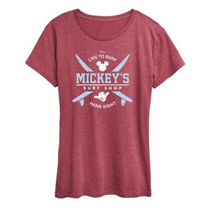 Women's - Disney - Mickey Surf Shop Short Sleeve Graphic T-Shirt - 1 of 4