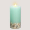 LumiPur Signature Coastal Collection Flameless LED Wax Pillar Candle with Seashell Embed Seafoam - 3 of 4