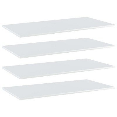 vidaXL Bookshelf Boards 4 pcs High Gloss White 39.4"x19.7"x0.6" Engineered Wood