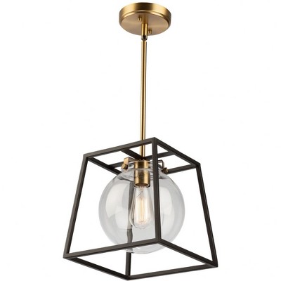 Black and Brass Globe Pendant Light with Clear Glass Shade