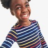Primary Kids Long Sleeve Perfect Pocket Dress In Navy Rainbow Stripe - 4 of 4