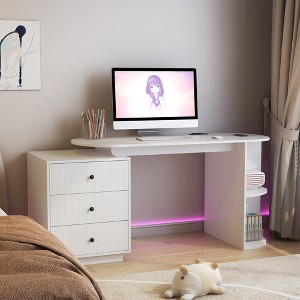 Modern Expandable Home Office Desk with Hutch, Storage Drawers & Open Shelves, Computer & Writing Desk - 1 of 4