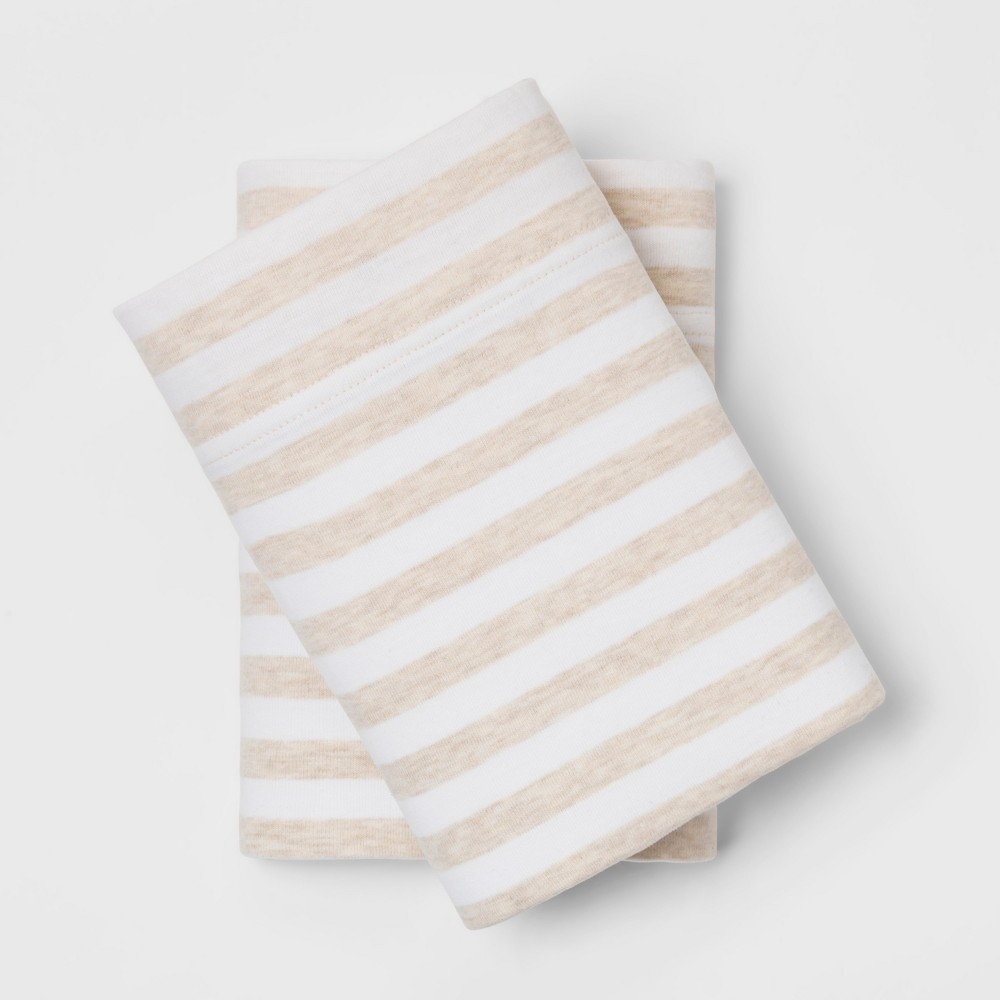 Standard Stripe Cosy Jersey Pillowcase Set Oatmeal/White - Threshold was $12.99 now $6.49 (50.0% off)