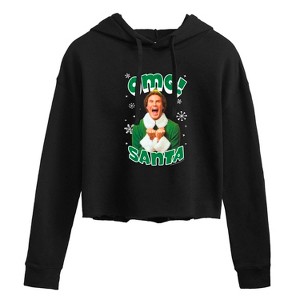 Women's - ELF - Christmas Omg Santa Cropped Graphic Hoodie - 1 of 3