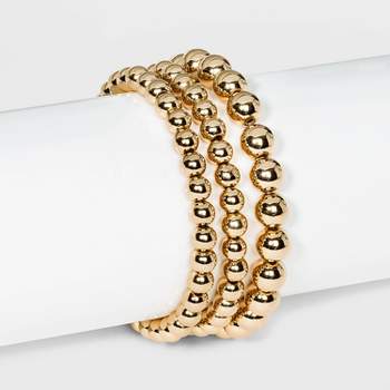 Semi-precious White Howlite & Sunstone Stretch Multi-strand Bracelet Set  3pc - Universal Thread™ Worn Gold : Target