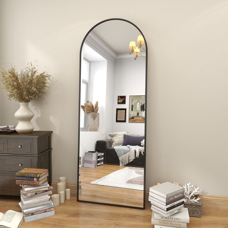 BEAUTYPEAK Oversized Floor Mirror Rectangle With Rounded Top Full Length Mirrors, 2 of 3