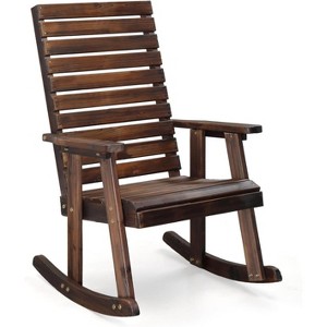 VINGLI Wooden Rocking Chair with High Backrest, Solid Fir Wood, Heavy Duty 600 LBS Patio Rockers for Indoor and Outdoor - 1 of 4