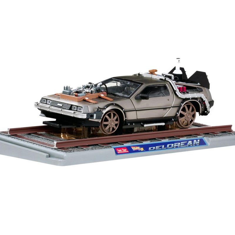 DMC DeLorean Time Machine Stainless Steel "Railroad Ver." Back to the Future: Part III (1990) 1/18 Diecast Model Car by Sun Star, 2 of 4