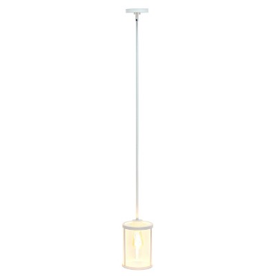 Farmhouse Chic 55" White Metal & Clear Glass Adjustable Pendant Light