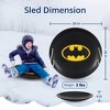 Slippery Racer ProDisc 26 Inch Heavy Duty Aluminum Iron Metal Kids Batman Saucer Snow Sled with Dual Riveted Soft Grip Rope Handles, Black (2 Pack) - 2 of 4
