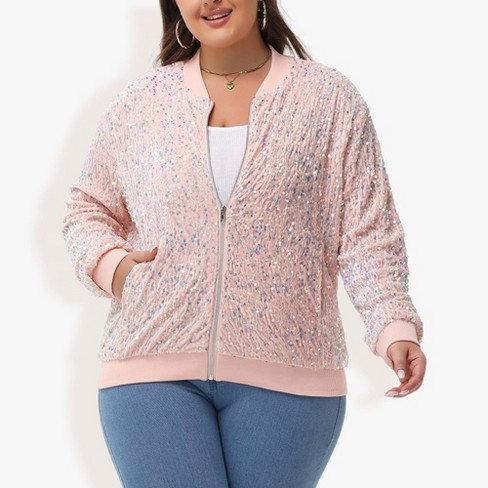 Plus size pink bomber jacket best sale