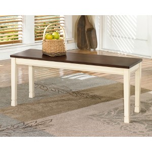 Signature Design by Ashley Whitesburg Large Dining Room Bench Ivory: Farmhouse Style, Hardwood Frame, Seats 2 - 1 of 4