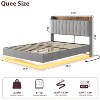 loating Upholstered Platform Bed Frame with Lights & Charging Station – Linen Fabric, No Box Spring Needed - 2 of 4