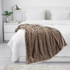 Ribbed Flannel Striped Faux Shearling Fleece Throw Blanket for Sofa Couch Bed - 4 of 4