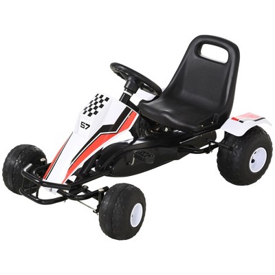 Aosom White and Black Pedal Go Kart with Adjustable Seat