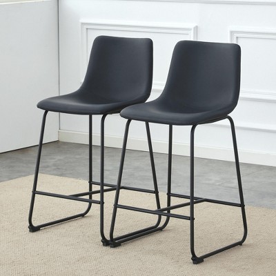 Dolonm Set of 2 Modern Bar Stools, 17.7x14.5x37 Inches, Minimalist Kitchen & Bar Stools with Footrest