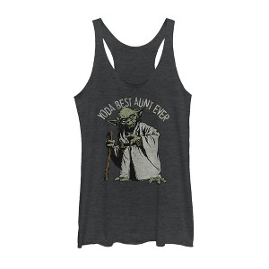 Women's Star Wars Yoda Best Aunt Ever Racerback Tank Top - 1 of 3