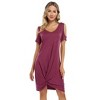 Women's Cold Shoulder Summer Twist Knot Mini Tshirts Dresses - 2 of 4